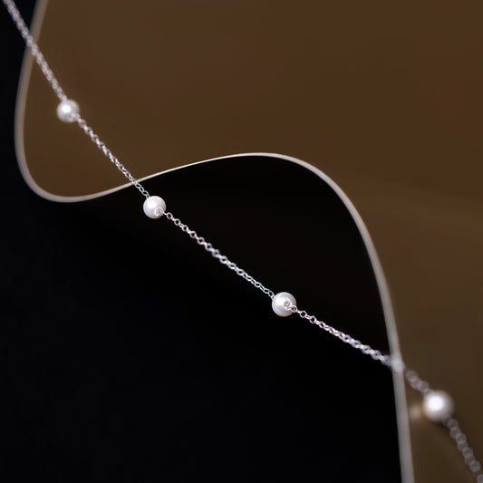 Petite Station Pearl Necklace